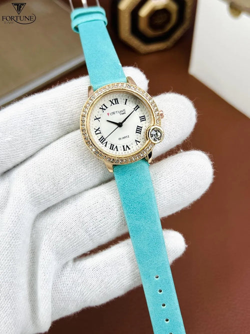 Timeworth Ladies Classic Watch with Leather Strap – Elegant Dial | Multiple Colors Available